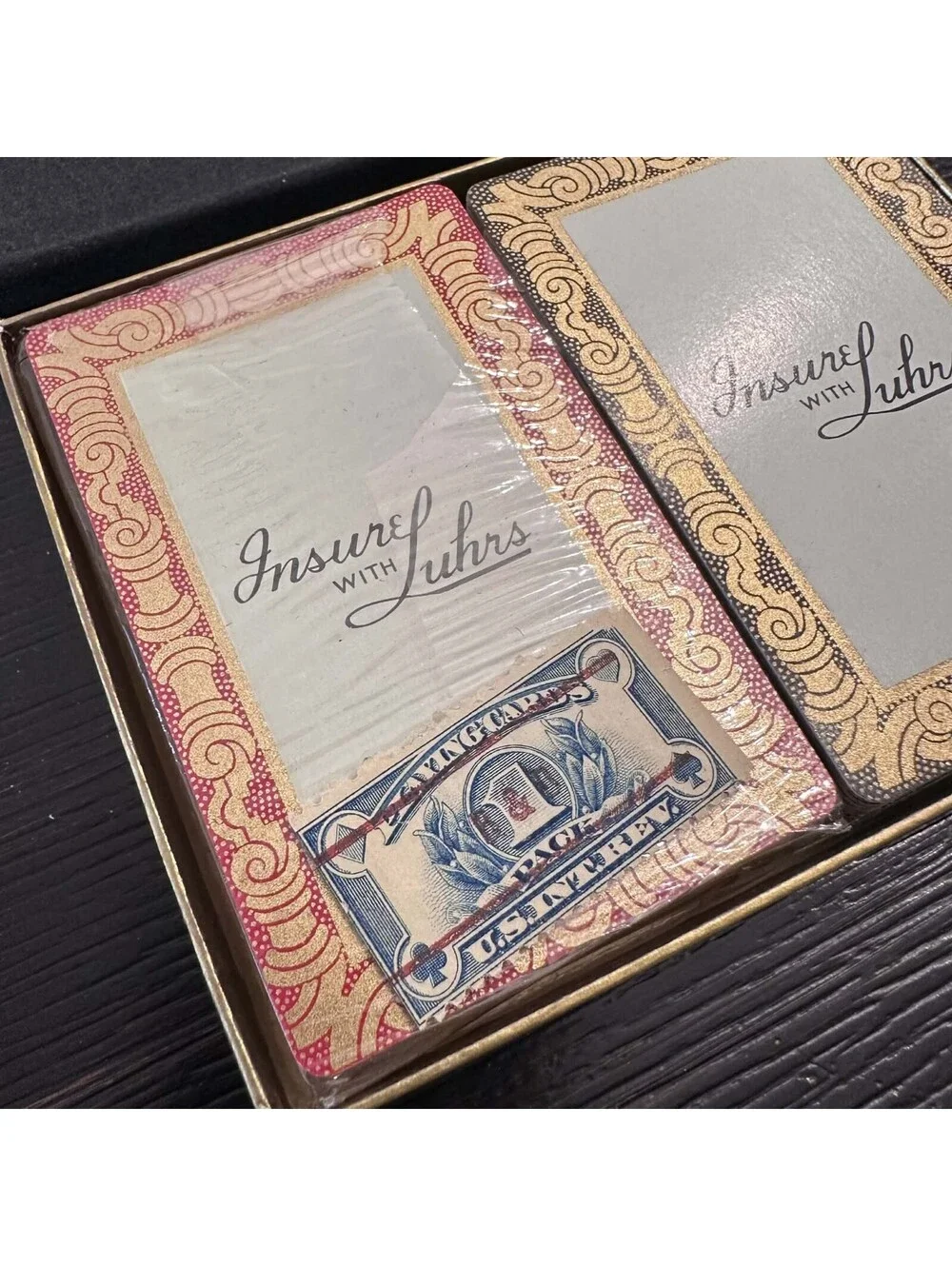 Vintage Pavey Playing Cards 2 Deck Set Complete With Jokers Embossed Advertising